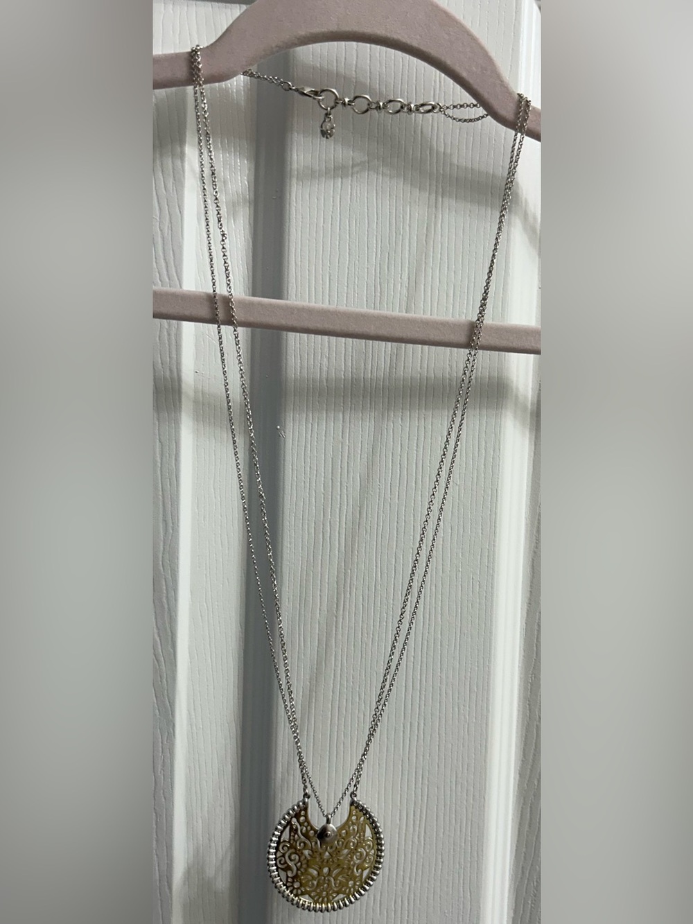 Lucky Brand Two-Tone Filigree Pendant Necklace - Silver and Gold (New)
